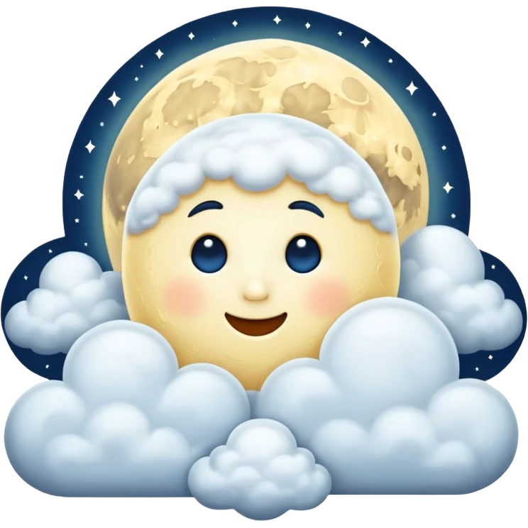 moon with clouds, ultra realistic style, icon emoji