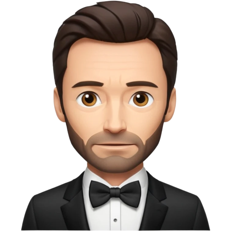 Hugh Jackman with suit with bow tie emoji