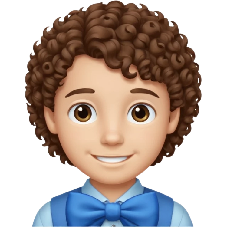 boy with curly hair blue bow emoji