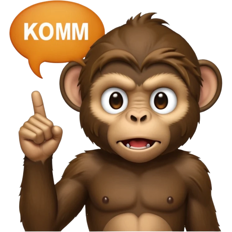 black monkey holding the middlefinge with a speech bubble saying "komm apex du penis" emoji