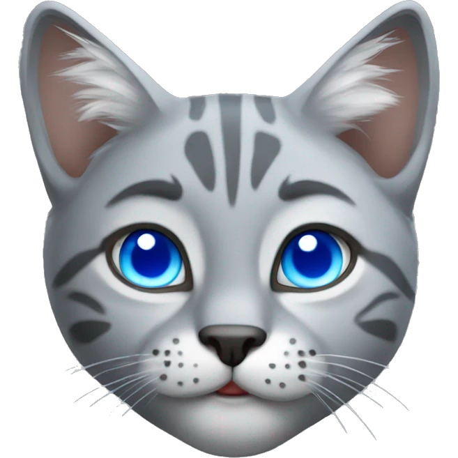 Grey cat lynx with blue eyes emoji