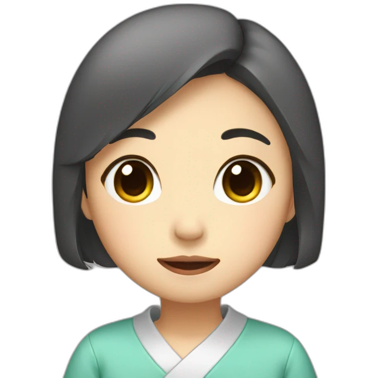 Japanese girl, cute, saying "sorry" emoji