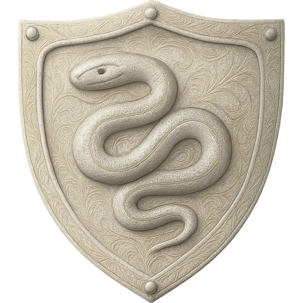 Recolor the shield to a very light metallic silver color with subtle, elegant gold engravings. The gold should be soft and not too yellow or green, matching the gold tone and style of the provided silver shield reference. Transparent background. emoji