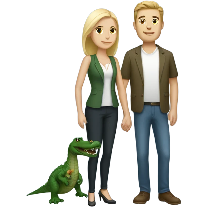 White couple with alligator  emoji
