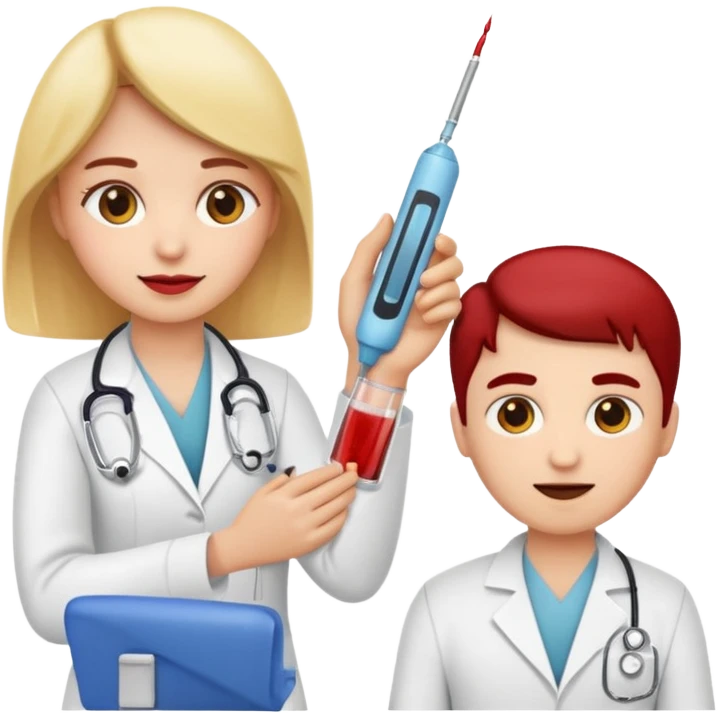 Emoji getting blood test in arm with a doctor  emoji
