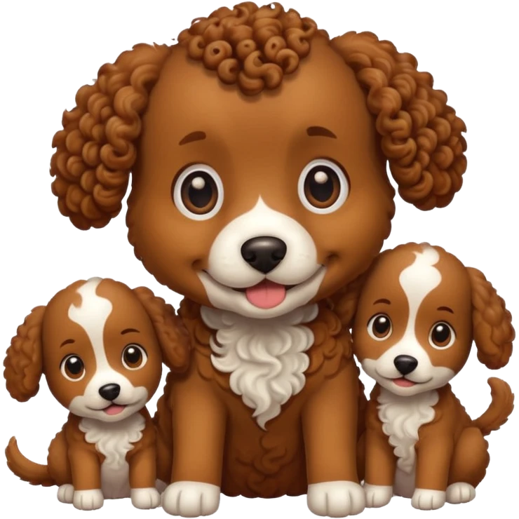 curly dog with its puppies emoji