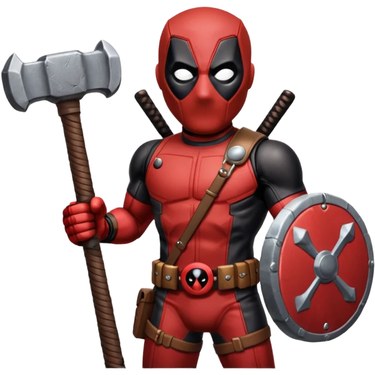 Deadpool holding thors hammer emoji