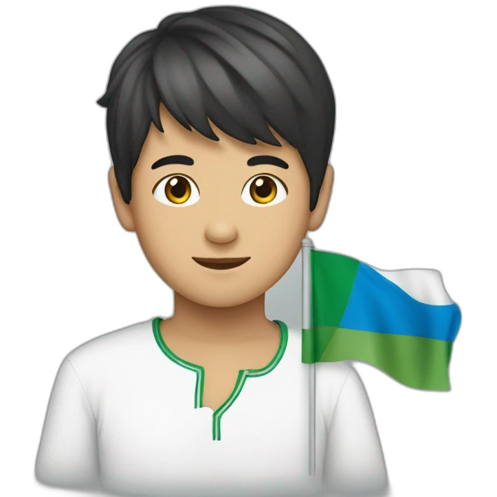 uzbek boy with uzbekistan flag emoji