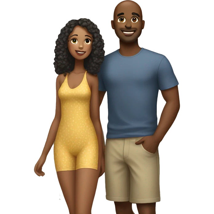 Couple at the beach biracial emoji