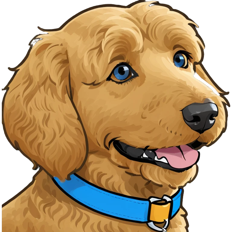 Golden doodle with blue collar emoji