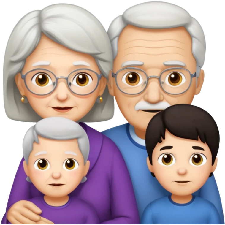 All white grandma and grandpa. The kids should have dark hair emoji