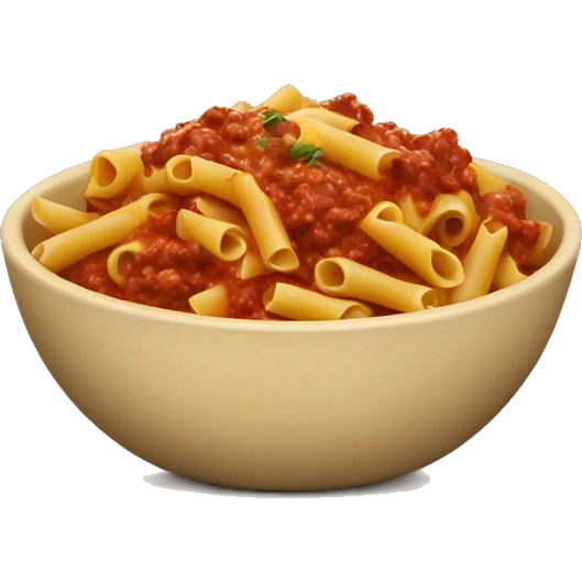 pasta with meat sauce in a bowl  emoji