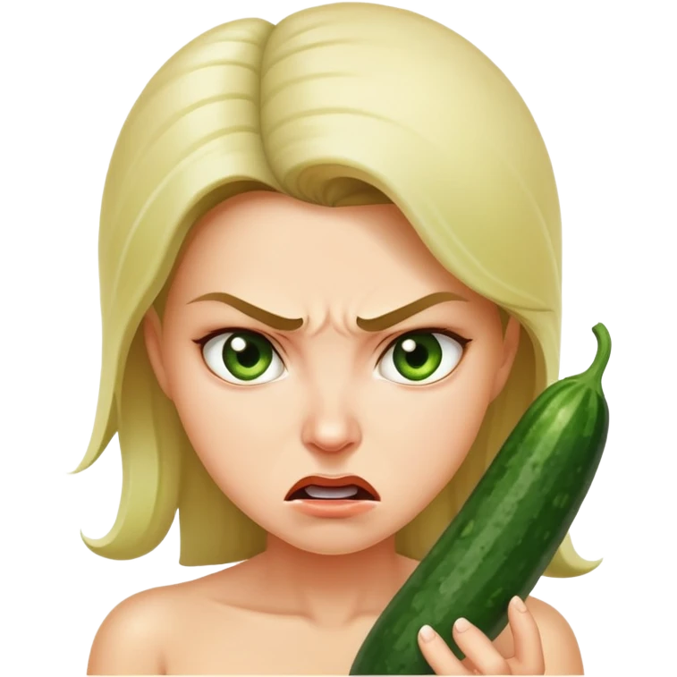 Злая голая женщина с огурцом в руке emoji