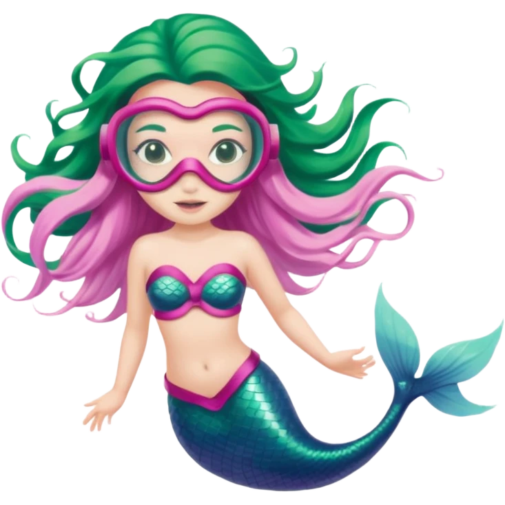 Mermaid wearing a light pink snorkel mask emoji