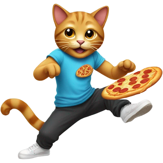 Cat break dancing while eating pizza emoji