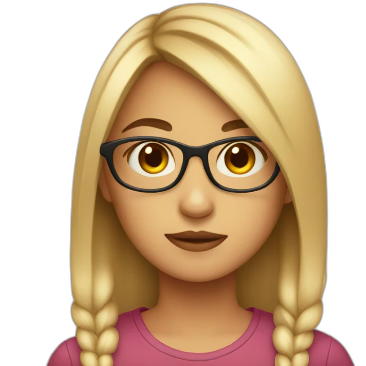 Girl wearing glasses looking innocent  emoji