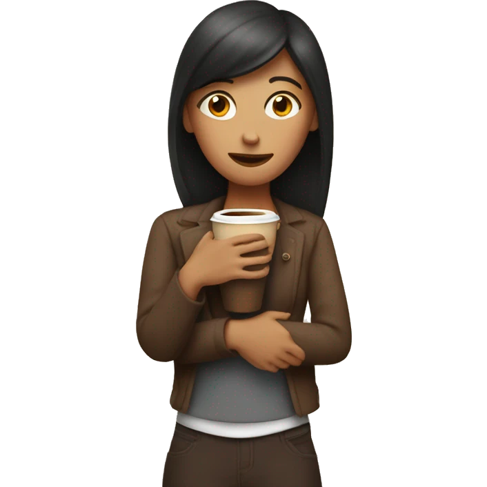Woman hugging a big coffee  emoji