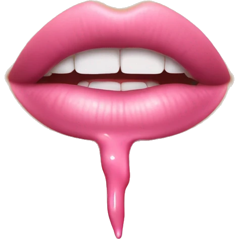 Pink lip gloss, dripping emoji