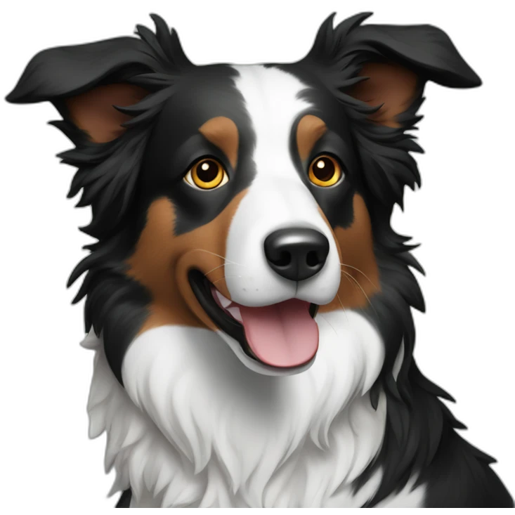 a Border collie holding with a name odin write emoji