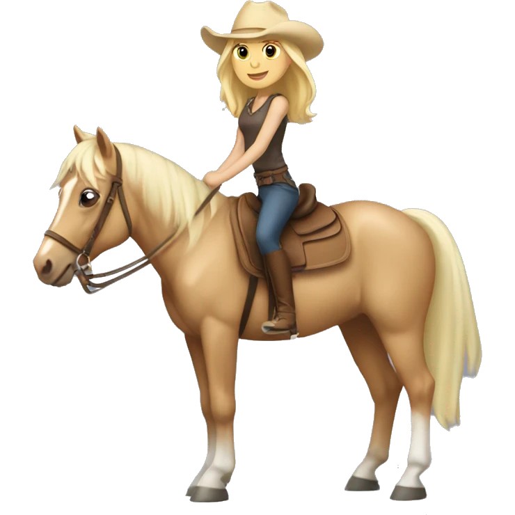 Blonde girl riding palomino horse emoji