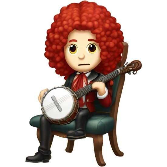 Antonio Vivaldi Red wig old chibi sitting chair banjo emoji