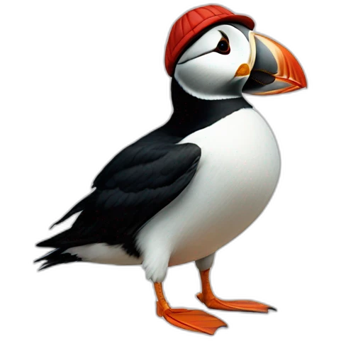 Puffin with hat emoji