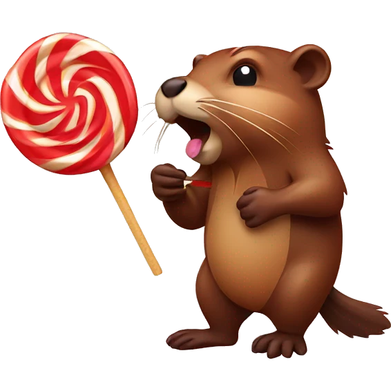 Beaver eating a lollipop  emoji