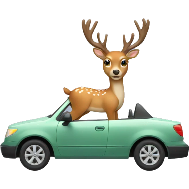 Deer driving a car emoji
