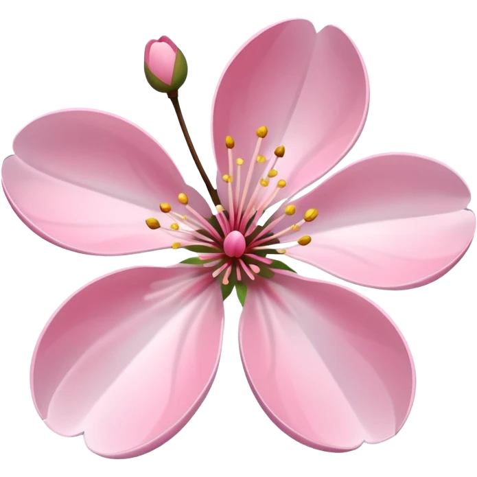 A pale pink cherry blossom, with two petals floating beside it. emoji