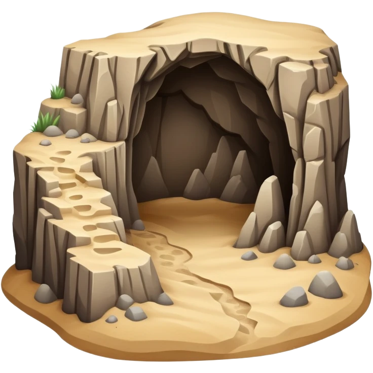 generate realistic detailed cave in 3d style with sand  emoji