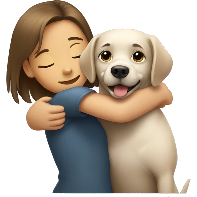 dog hugging girl emoji