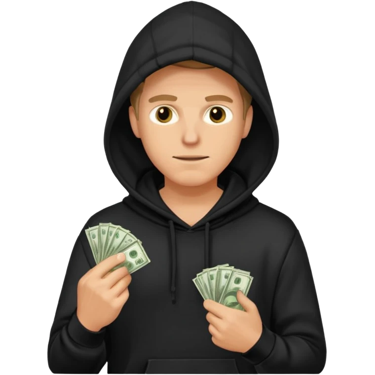 robber with a wad of money but he is white and in black hoodiethis guy with money emoji