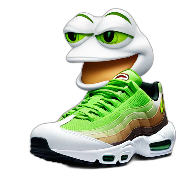 Pepe wearing Nike airmax 95 emoji