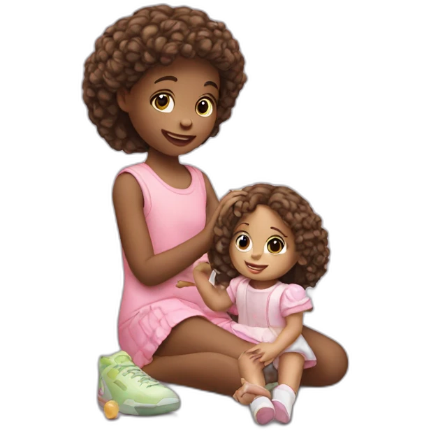 Little girl playing with a doll emoji