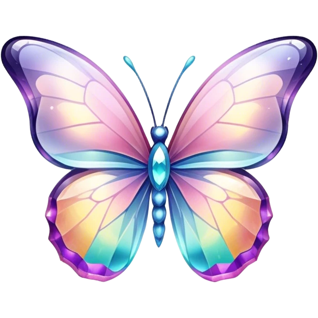 Shiny sparkly transparent colorful pastel glass-crystal-butterfly emoji