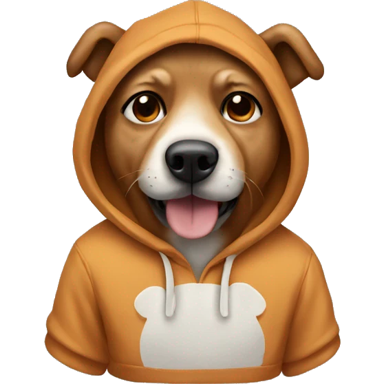 Dog wearing a bear hoodie emoji