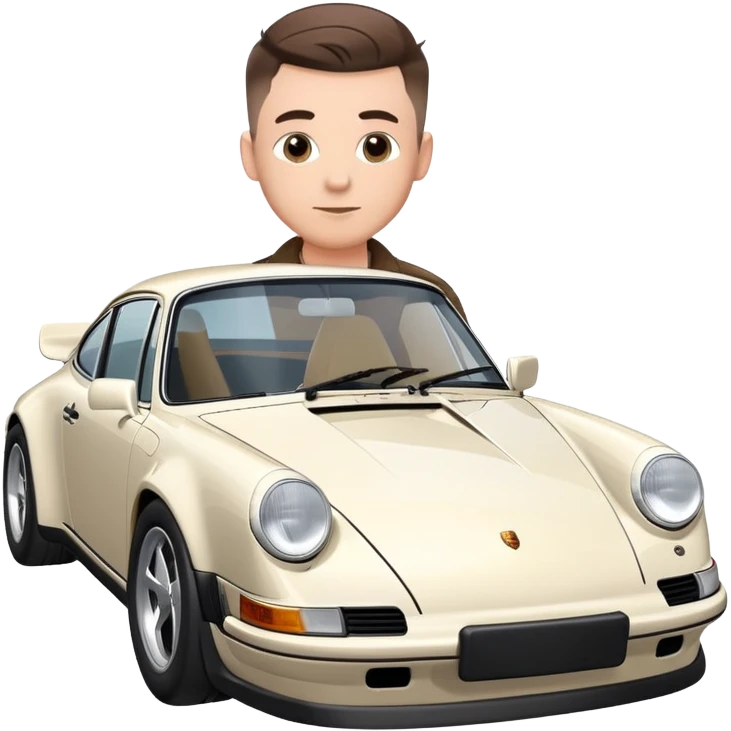 one entrepreneur with a mid fade hair style standing near his Porsche 911  emoji