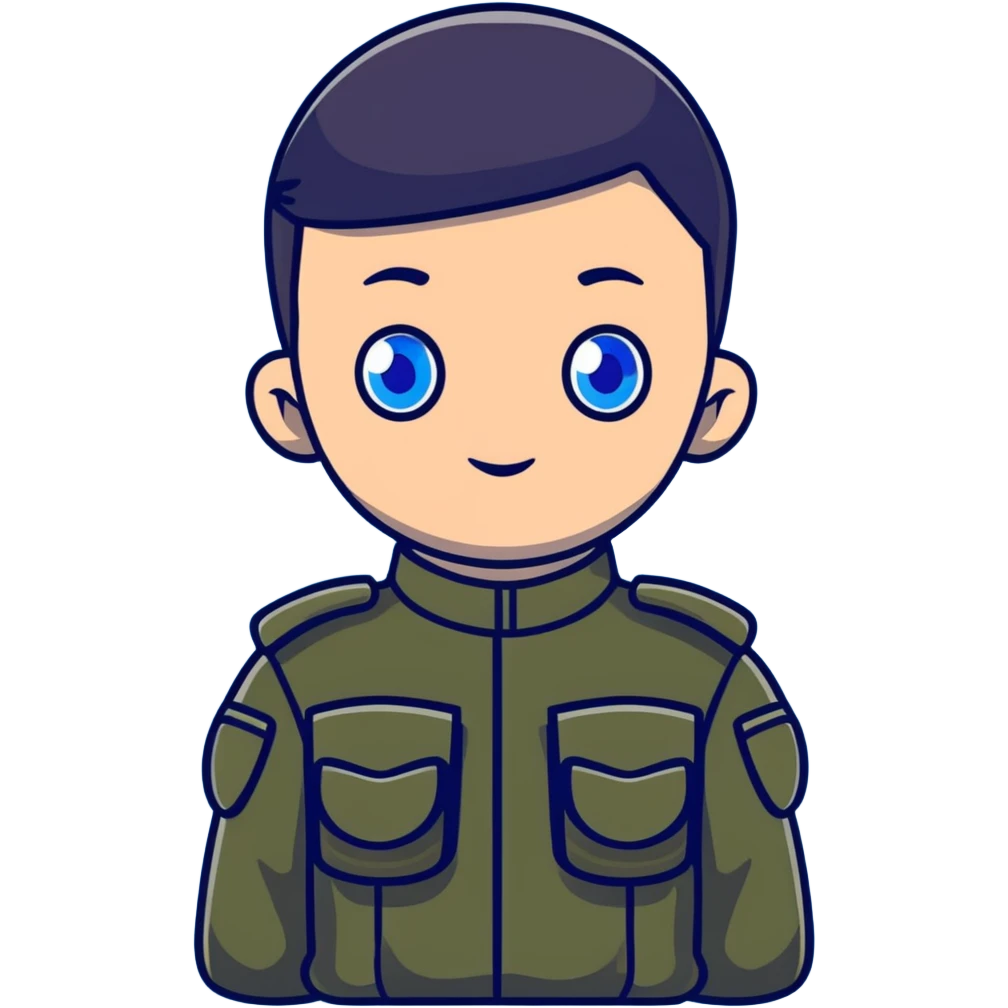 military boy with blue eyes emoji
