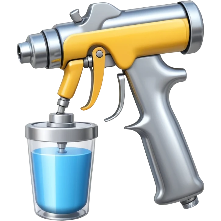 metal spray gun with clear sealed cup attached emoji