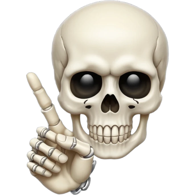 Skull emoji pointing with hand emoji