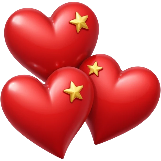 Two red hearts one beyond another with some stars in both the hearts emoji