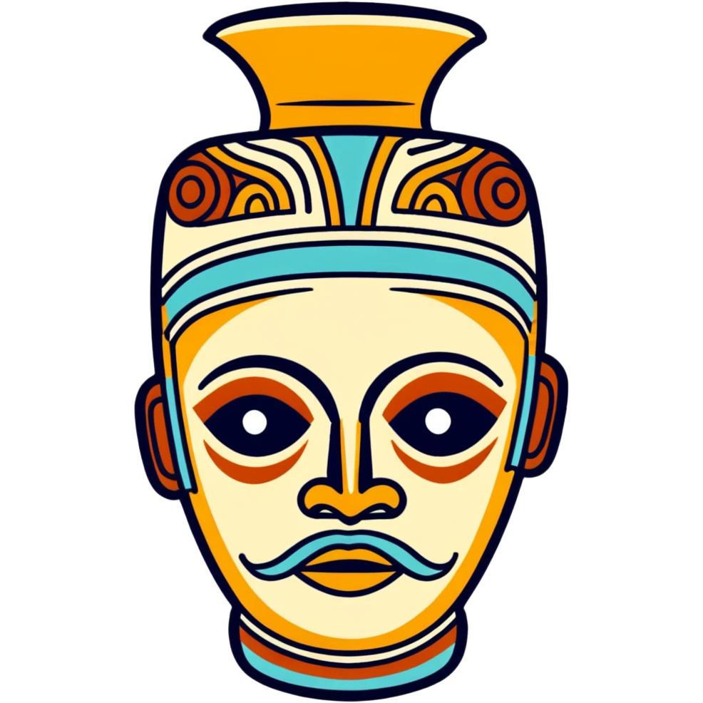 Moche ceramic portrait vessel emoji