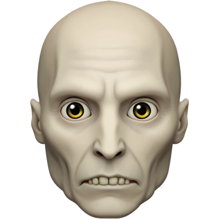 lord voldemort volto magro e di carnagione pallida senza il naso, sguardo cupo emoji