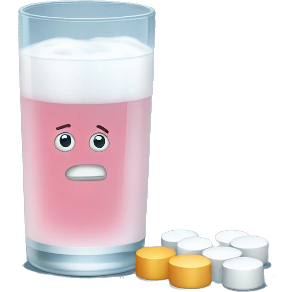 glass of alka seltzer with tablets on the side  emoji