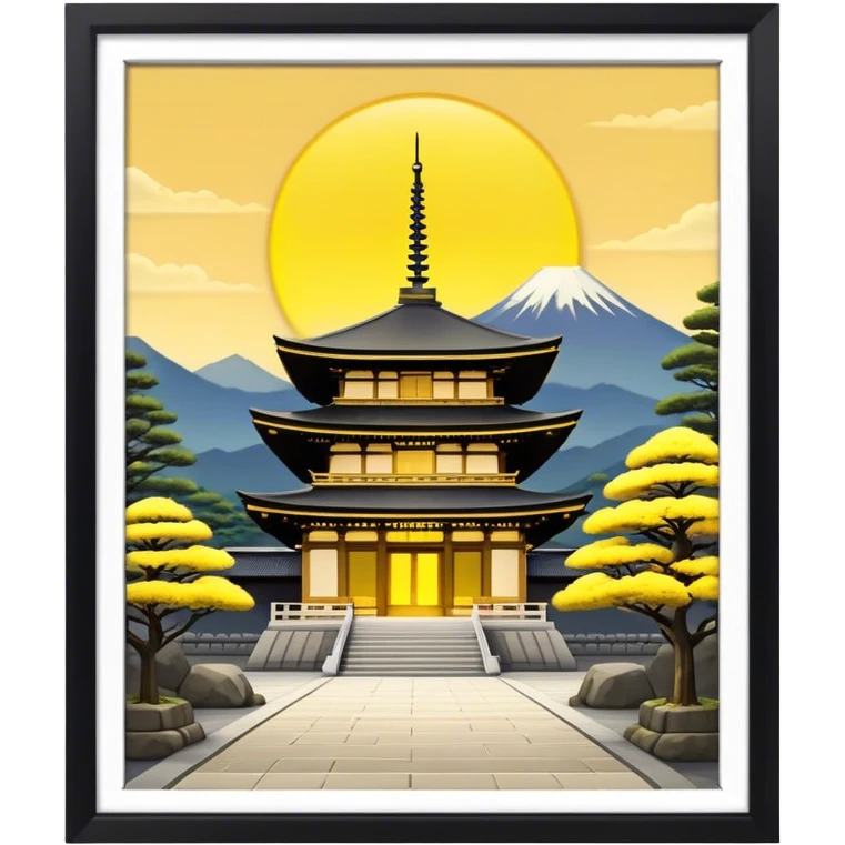 Japan Temple with yellow glowing entrance emoji