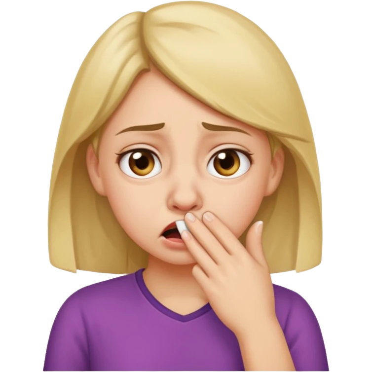 create a girl who is holding her nose because she is smelling something bad emoji