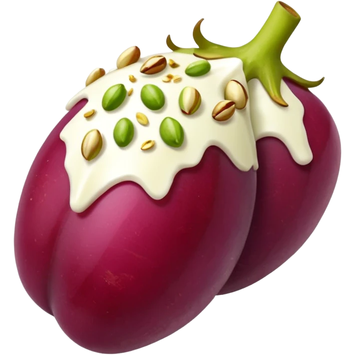 a red seedless grape covered in goat cheese rolled in pistachios drizzled with honey  emoji