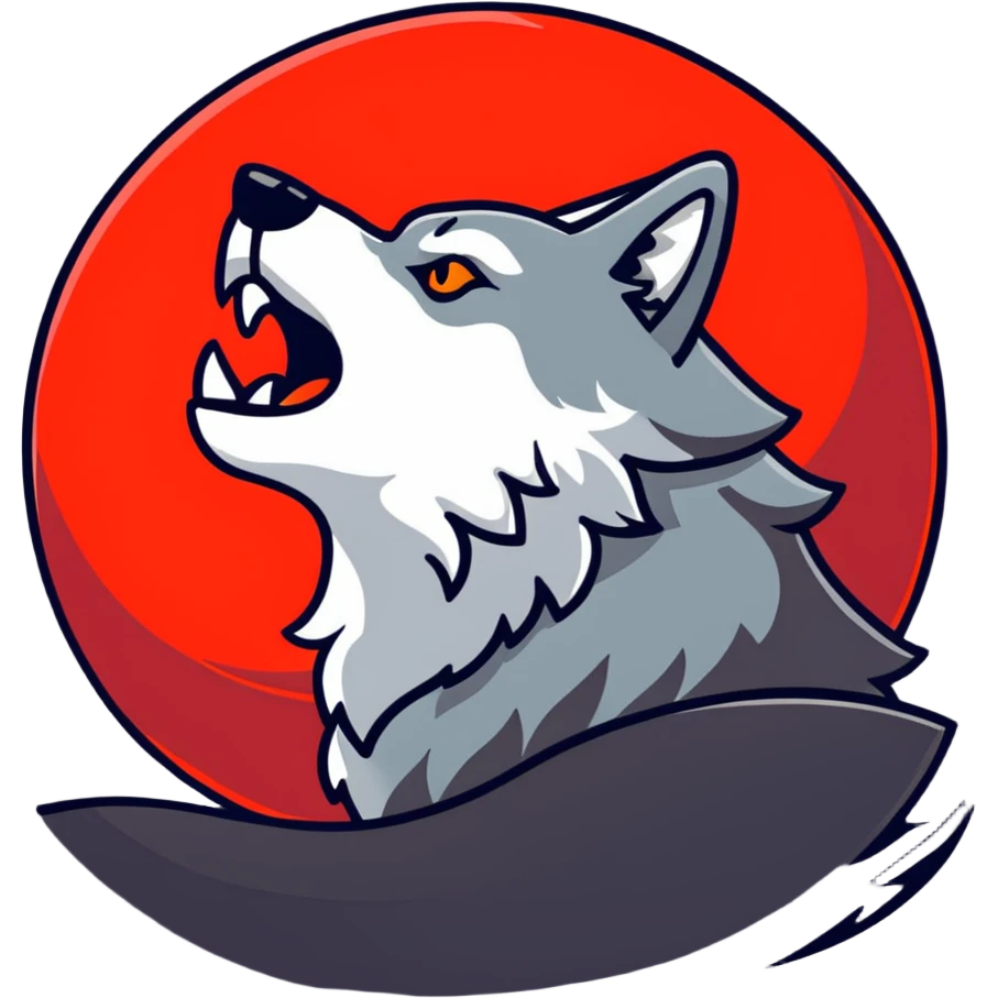 Wolf with red moon, howling, Red Rising symbol emoji