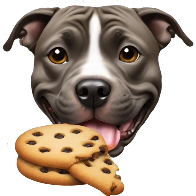 staffordshire bull terrier eating a cookie emoji
