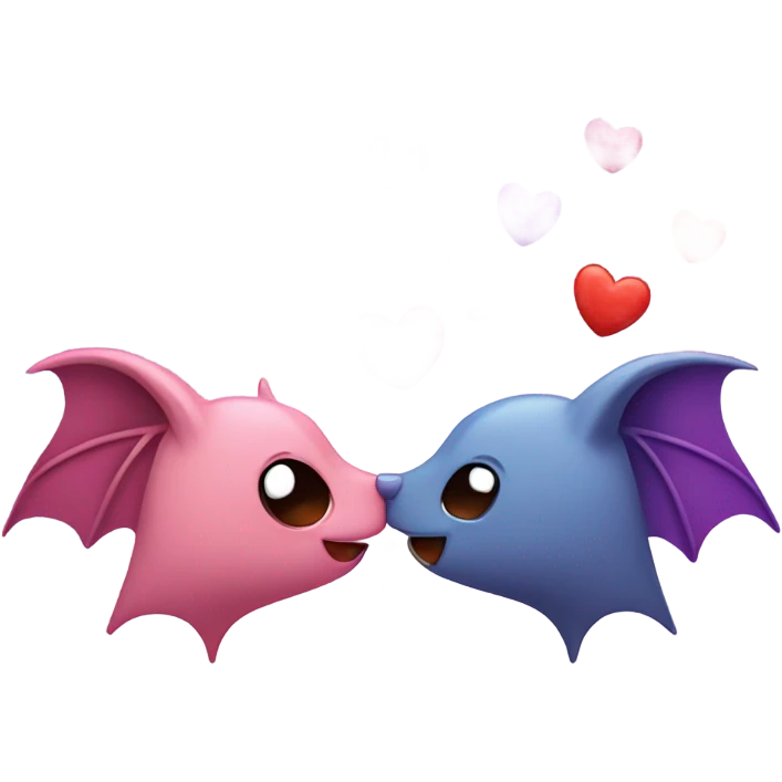 Cute Bats kissing with hearts  emoji